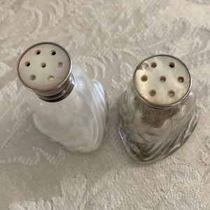 Antique Sterling Topped Salt And Pepper